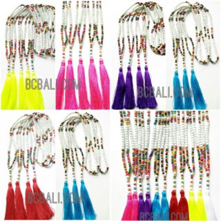 wooden beads colorful mix tassels necklaces handmade 60 Pieces shipping free